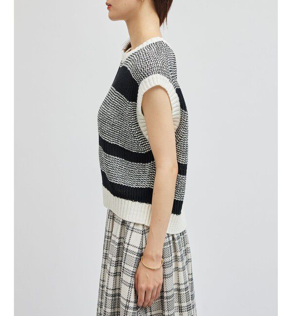 ROPE「モノトーン透かし柄ニットベスト」|ベスト・ジレ|