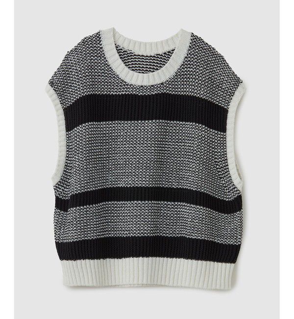 ROPE「モノトーン透かし柄ニットベスト」|ベスト・ジレ|
