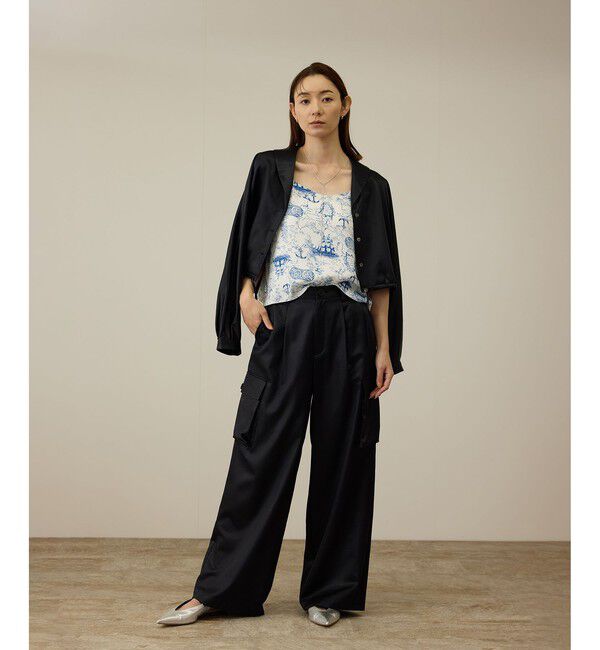 ROPE「【洗える】シャイニーサテンブラウス/セットアップ対応」|シャツ・ブラウス|