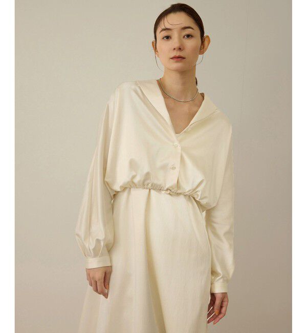 ROPE「【洗える】シャイニーサテンブラウス/セットアップ対応」|シャツ・ブラウス|オフホワイト(15)