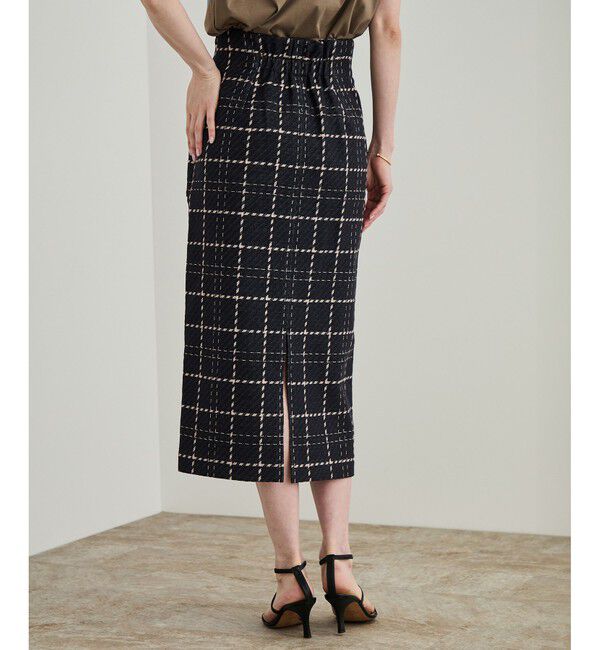 ROPE「【洗える】ツイードチェック ポケット付きタイトスカート」|スカート|