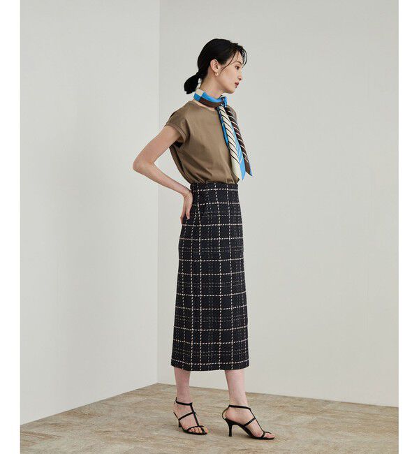 ROPE「【洗える】ツイードチェック ポケット付きタイトスカート」|スカート|