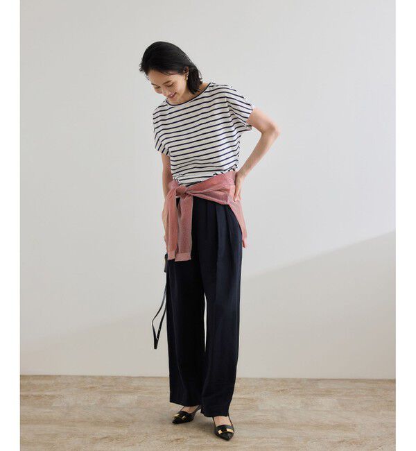 ROPE「【洗える】ビスコースリネン スラブスリータックパンツ/一部セットアップ可能」|チノ|