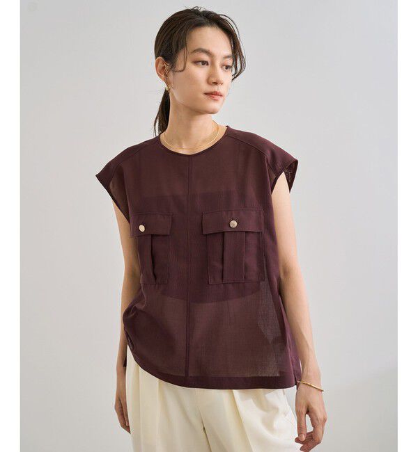 ROPE「【洗える】サファリ シアーブラウス」|シャツ・ブラウス|