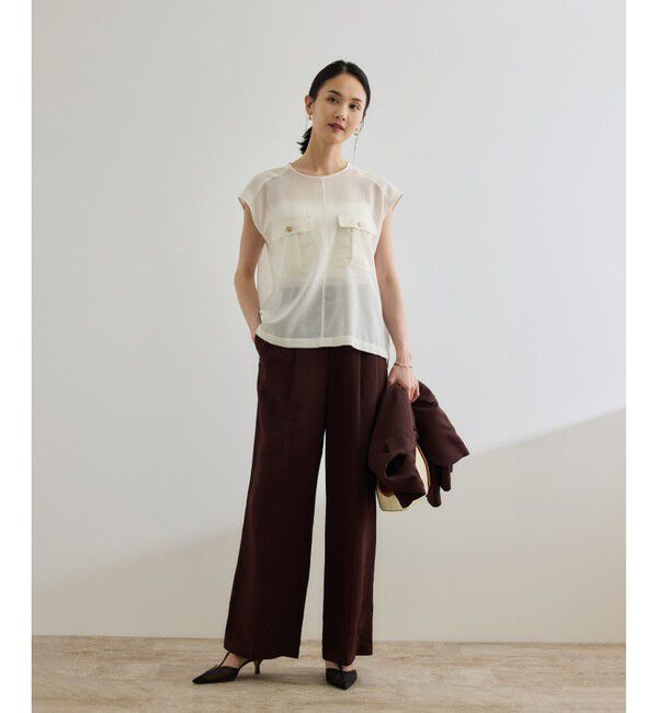 ROPE「【洗える】サファリ シアーブラウス」|シャツ・ブラウス|