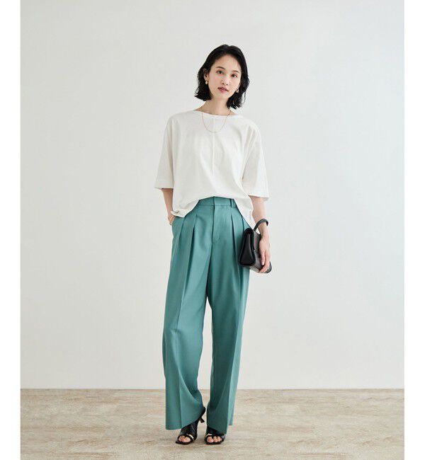 ROPE「【洗える・ナノシア加工】スムース半袖 Aラインカットソー」|Tシャツ・カットソー|