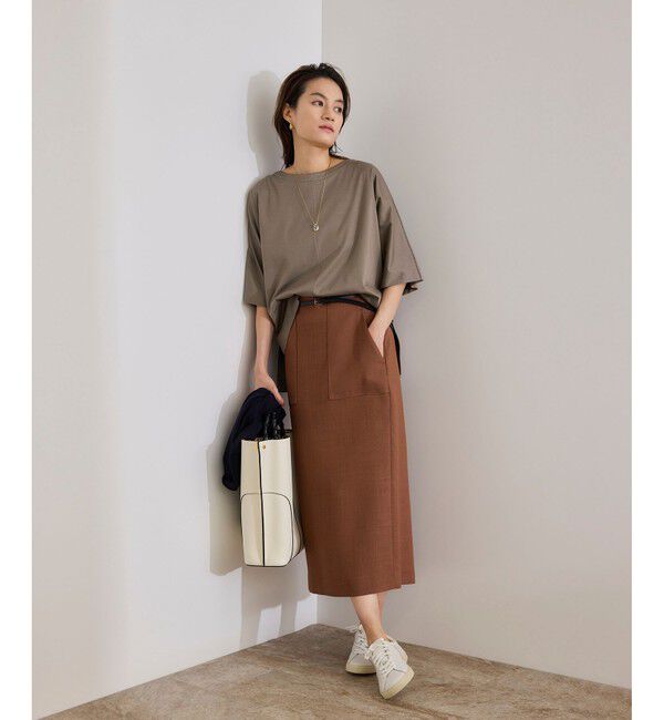 ROPE「【洗える・ナノシア加工】スムース半袖 Aラインカットソー」|Tシャツ・カットソー|