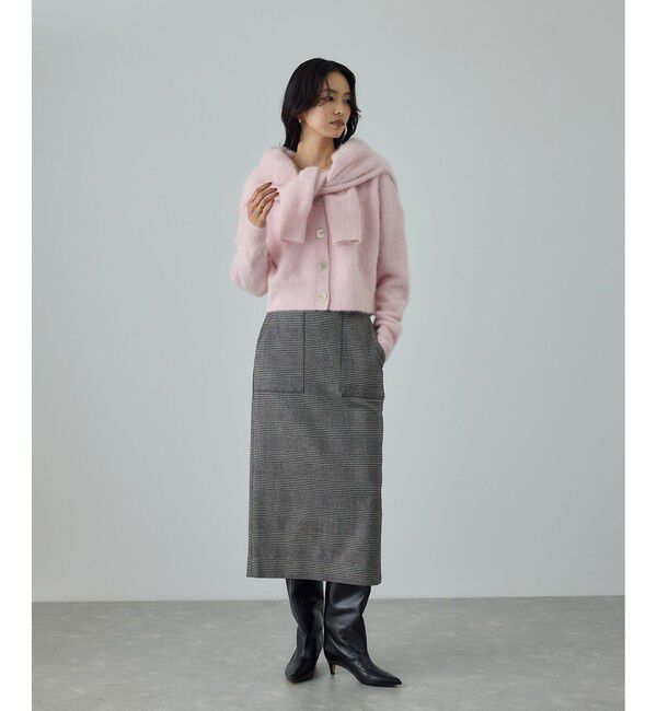ROPE「[美人スカート]ウールレーヨンポケット付きタイトスカート(ヘリンボーン/グレンチェック)/セットアップ対応」|スカート|