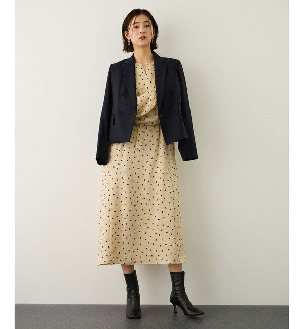 ROPE「ドットプリントウエストベルトワンピース」|ワンピース|