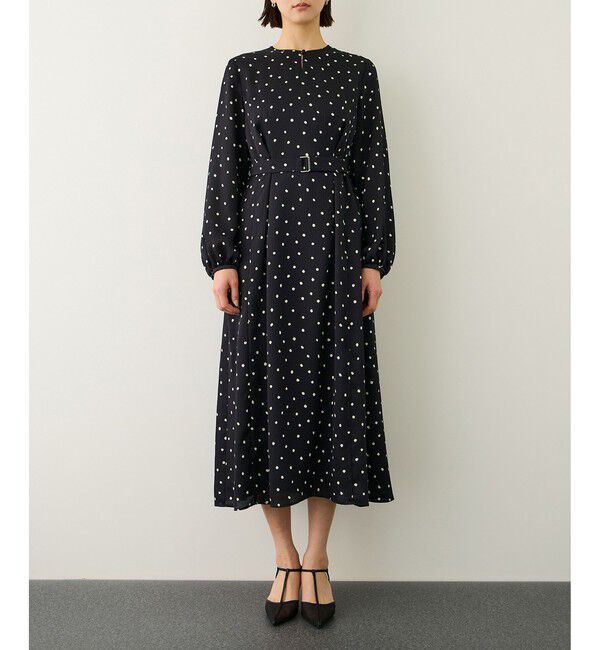 ROPE「ドットプリントウエストベルトワンピース」|ワンピース|