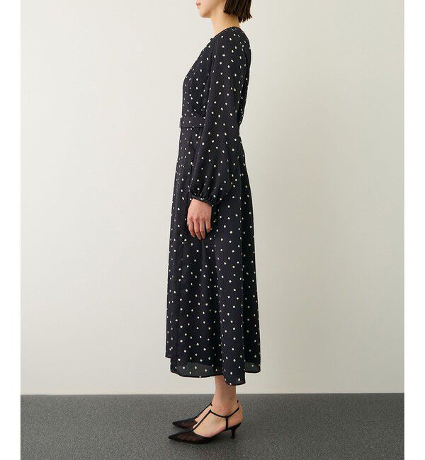 ROPE「ドットプリントウエストベルトワンピース」|ワンピース|