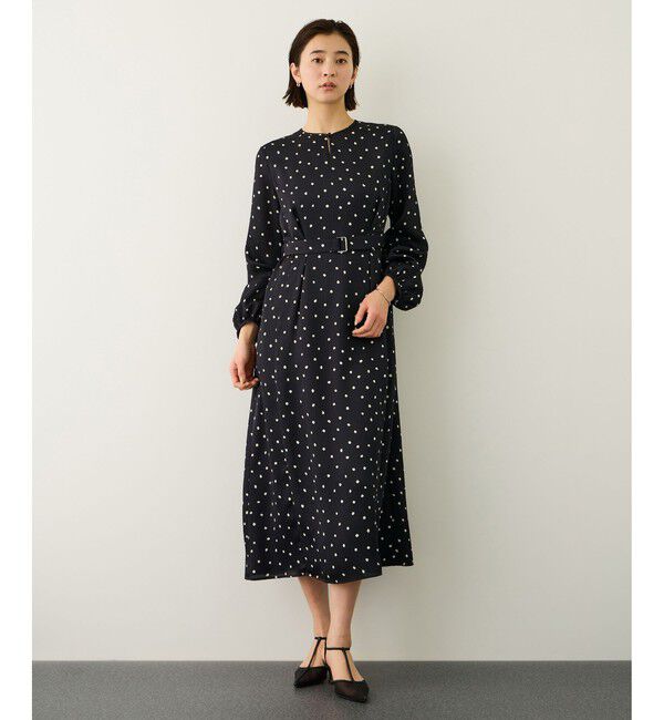 ROPE「ドットプリントウエストベルトワンピース」|ワンピース|