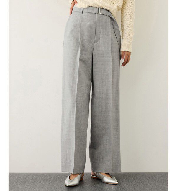 ROPE「ノンミュールジングウール ストレートワイドパンツ/セットアップ対応」|チノ|ライトグレー(08)