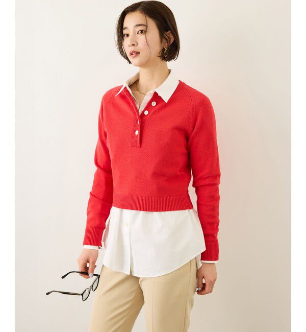 ROPE「ヘンリーネックラグランスリーブニットプルオーバー/イージーケア」|ニット・セーター|