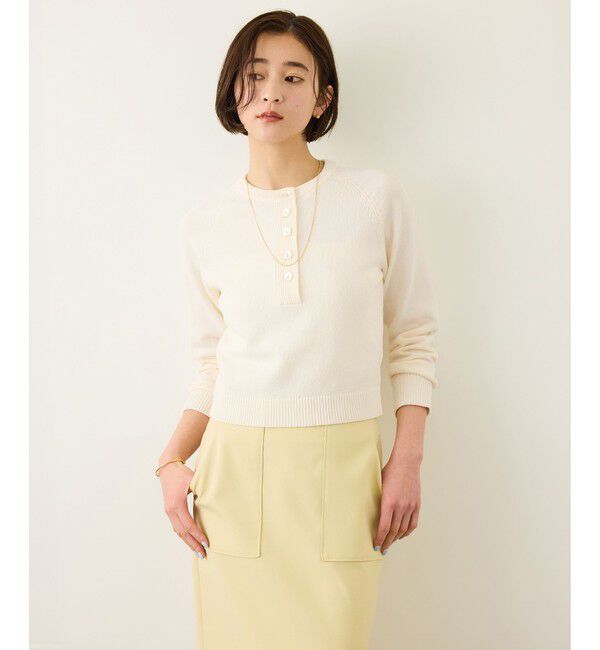ROPE「ヘンリーネックラグランスリーブニットプルオーバー/イージーケア」|ニット・セーター|