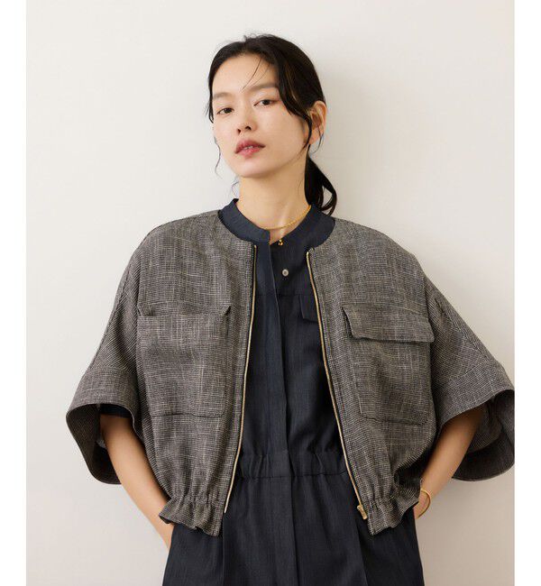 ROPE「カラミ織りドルマンスリーブショートブルゾン/セットアップ対応・イージーケア」|ブルゾン・スタジャン|