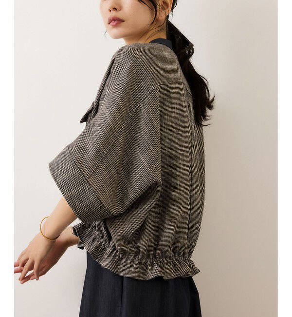 ROPE「カラミ織りドルマンスリーブショートブルゾン/セットアップ対応・イージーケア」|ブルゾン・スタジャン|