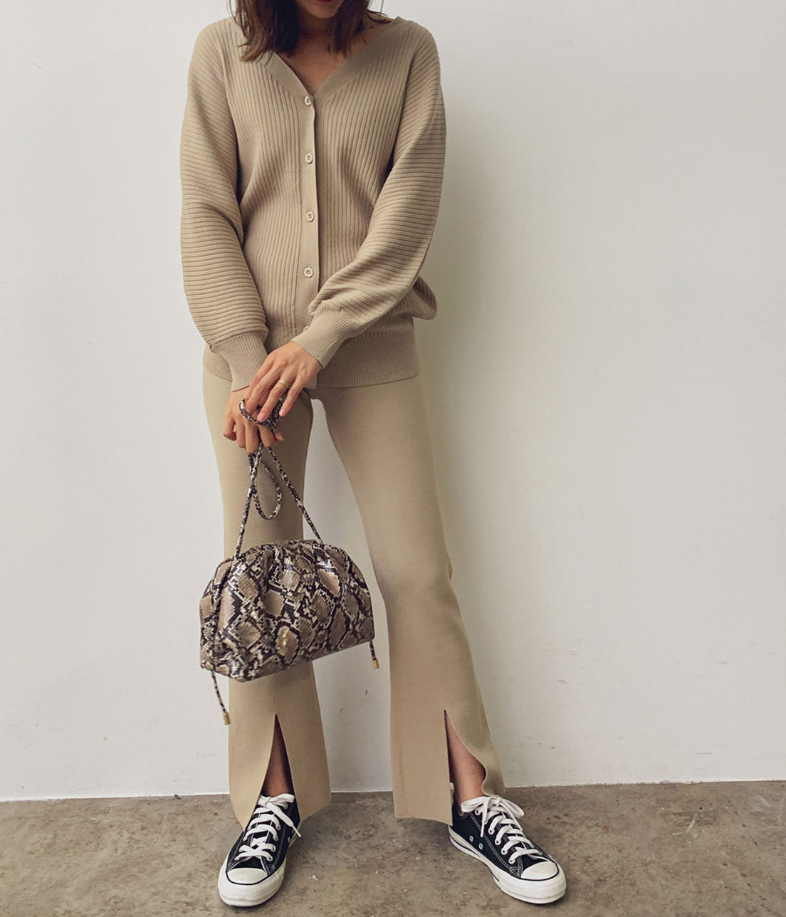 VIS「【セットアップ対応】スリット入りニットパンツ」|その他|