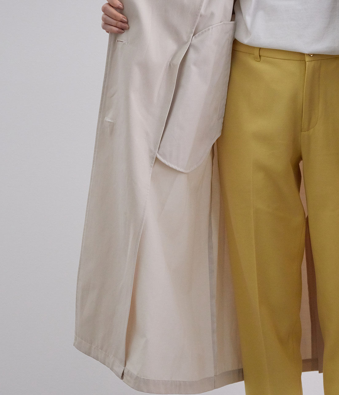 VIS「【撥水】【花粉ガード】ノーカラー袖ボリュームコート」|トレンチコート|