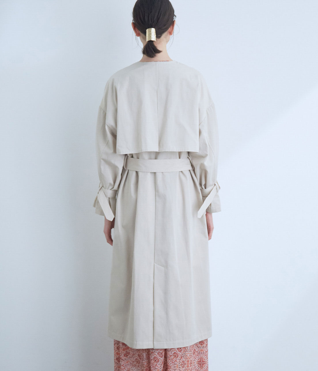 VIS「【撥水】【花粉ガード】ノーカラー袖ボリュームコート」|トレンチコート|