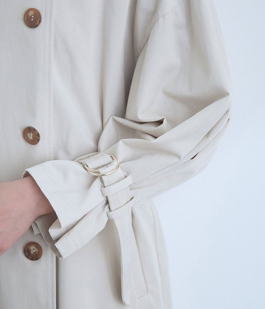 VIS「【撥水】【花粉ガード】ノーカラー袖ボリュームコート」|トレンチコート|