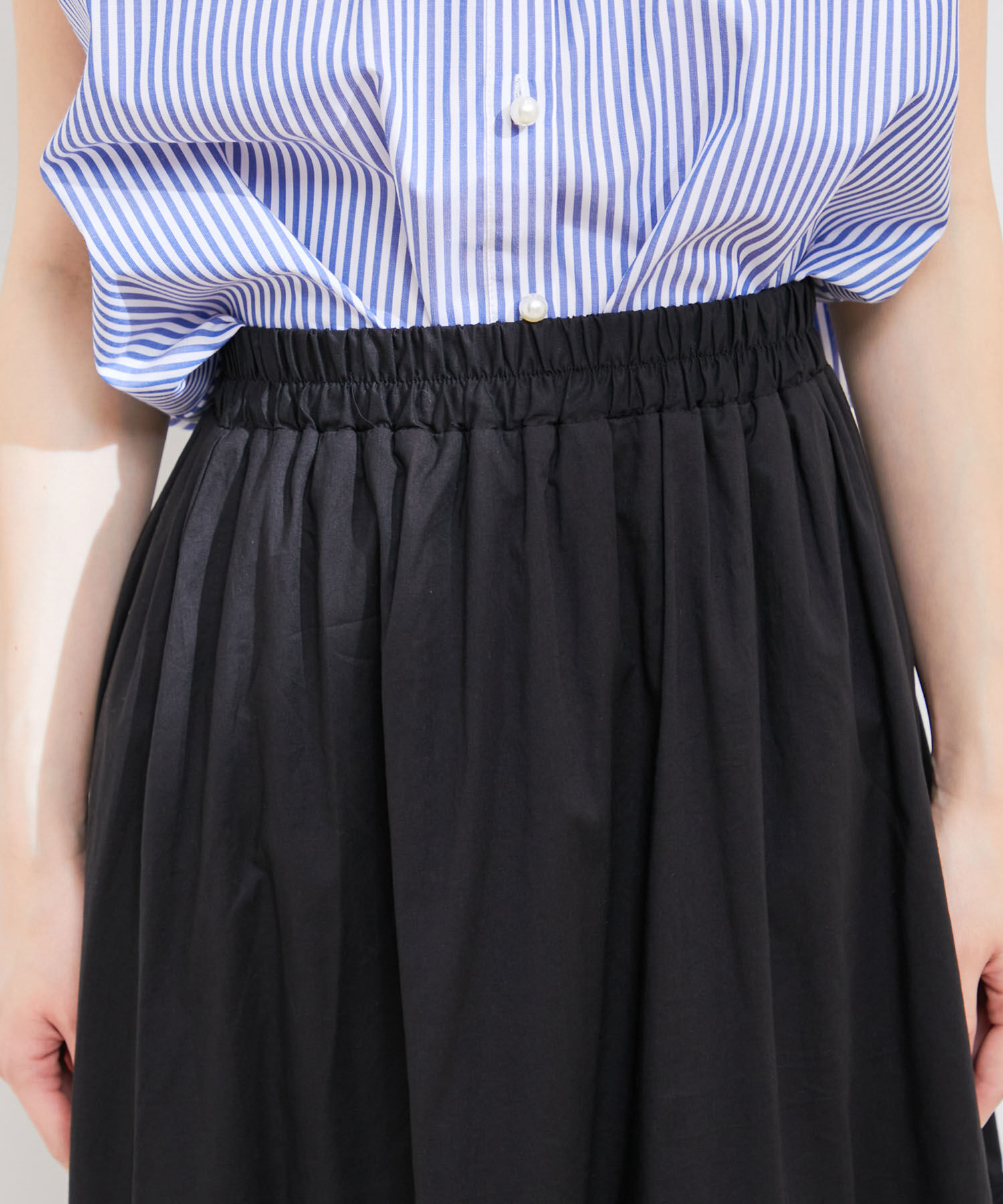 VIS「【洗える】コットンレース切替ギャザースカート」|スカート|