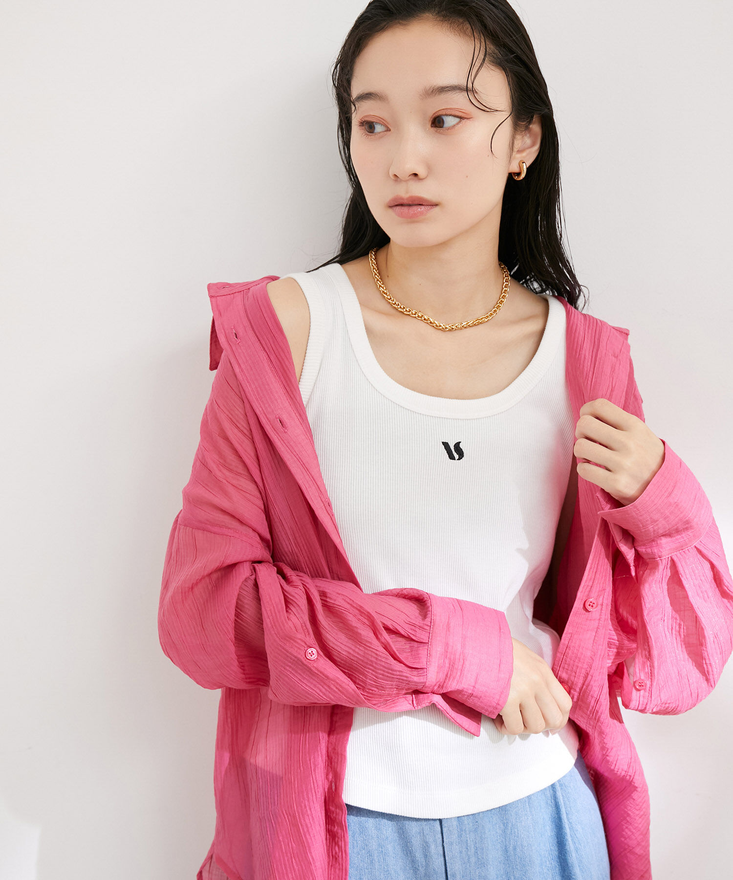 VIS「【洗える】フロントロゴ刺繍タンクトップ」|タンクトップ|