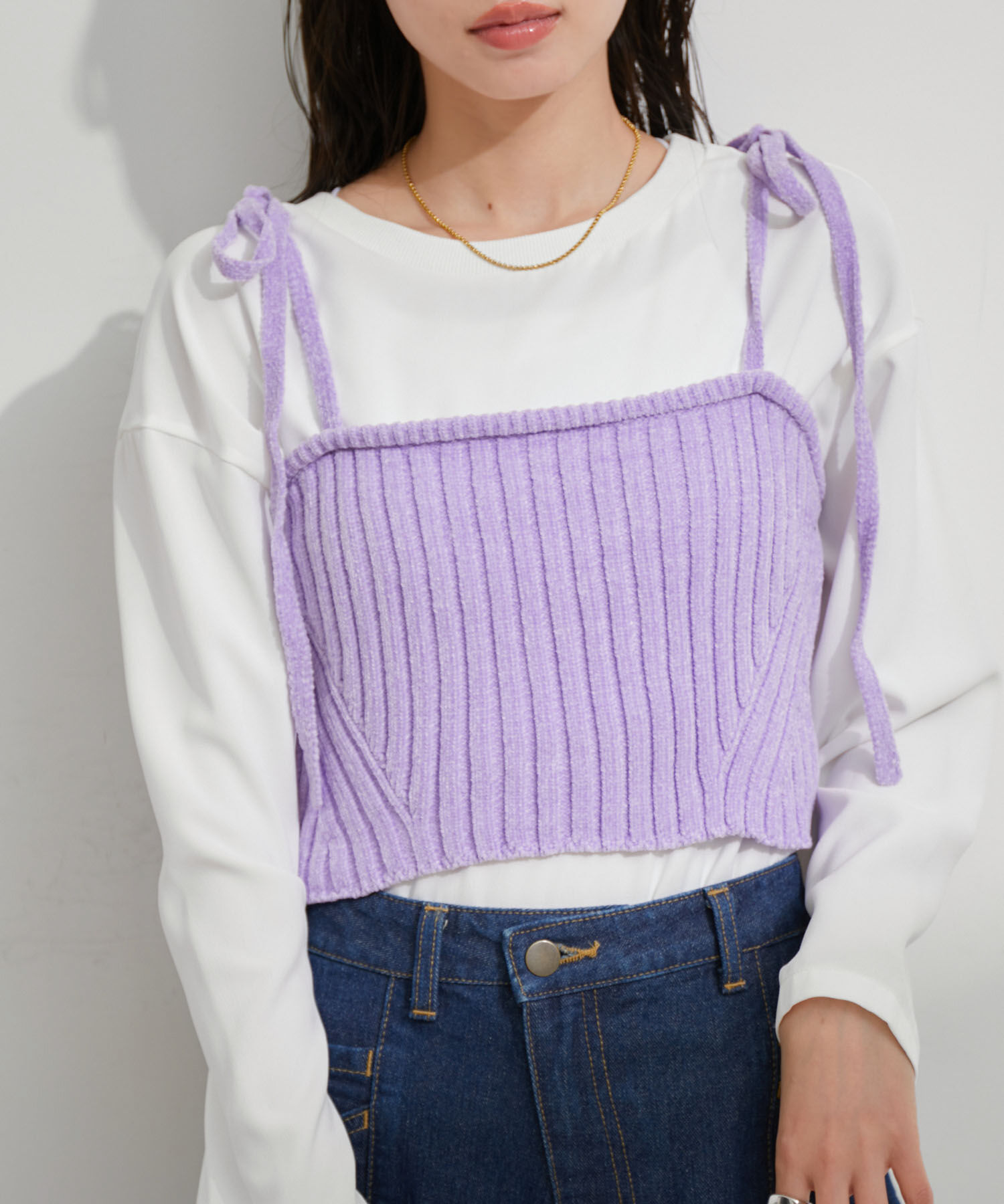 VIS「モールニットビスチェ」|キャミソール|ラベンダー(52)