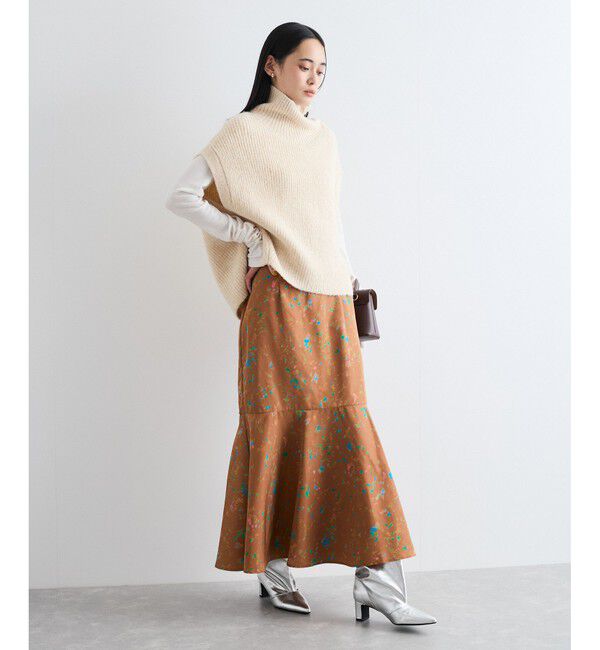 VIS「【洗える】ボカシフラワーアート柄マーメイドスカート」|スカート|