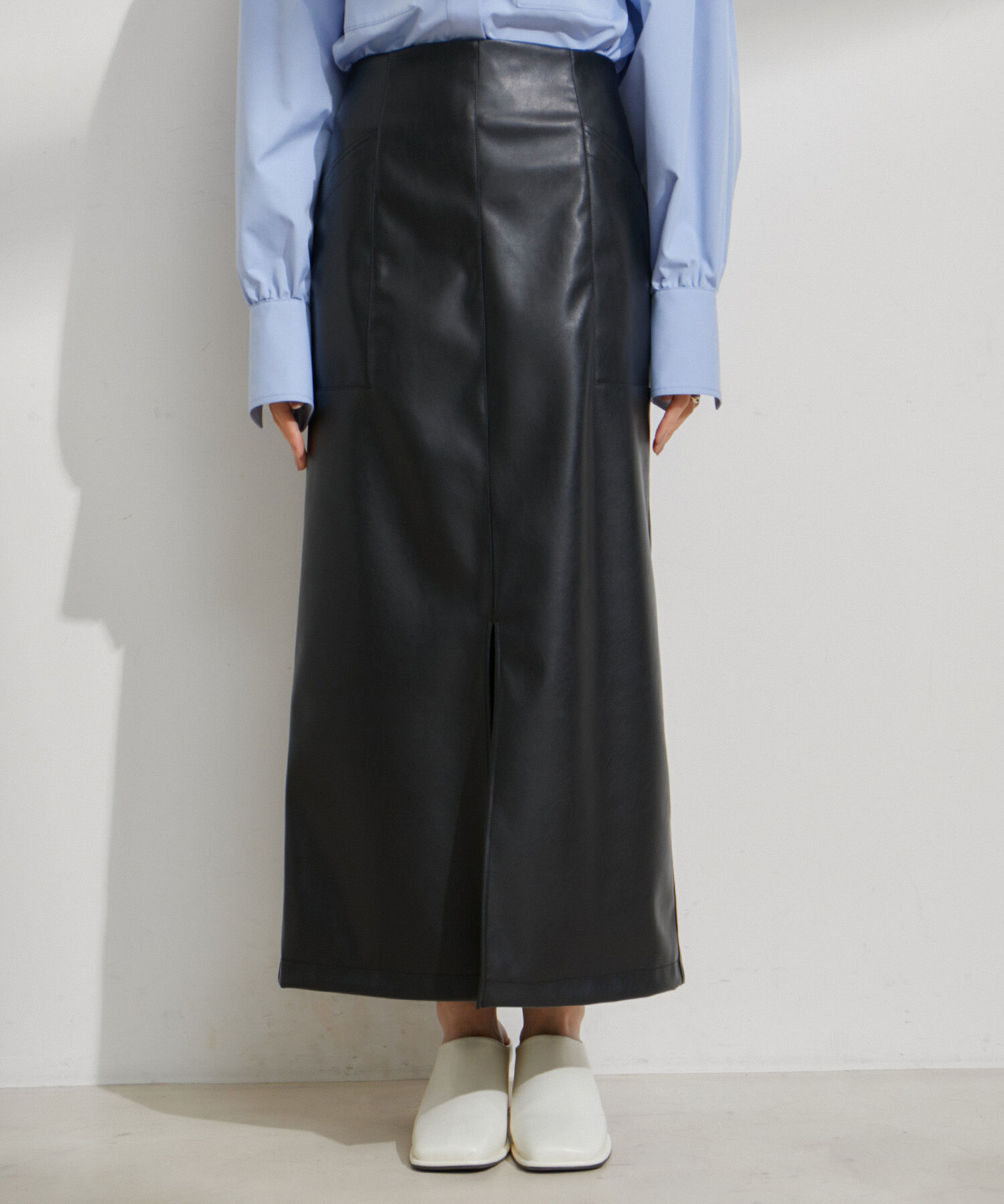 VIS「フェイクレザーIラインスカート」|スカート|