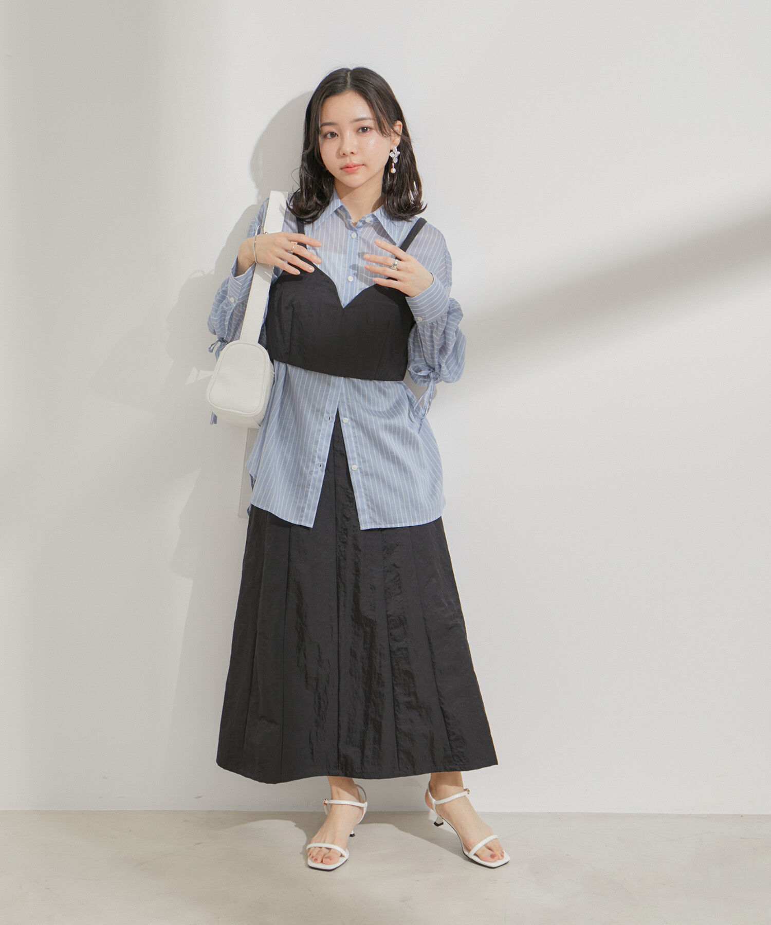 VIS「【セットアップ対応】ナイロンワッシャーAラインスカート【洗える】」|スカート|