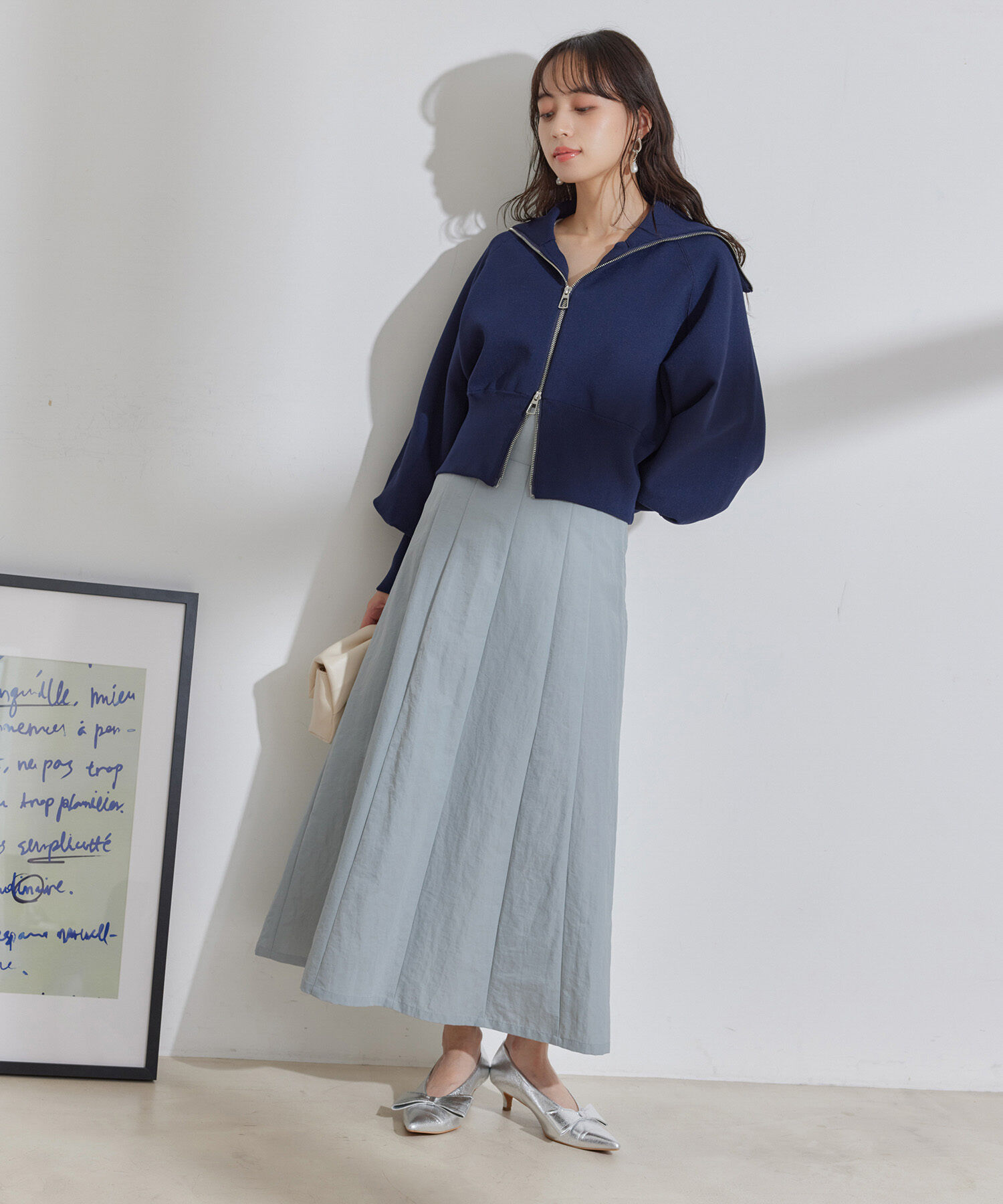 VIS「【セットアップ対応】ナイロンワッシャーAラインスカート【洗える】」|スカート|