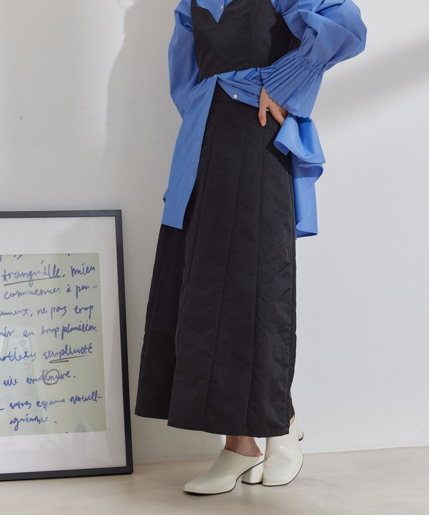 VIS「【セットアップ対応】ナイロンワッシャーAラインスカート【洗える】」|スカート|