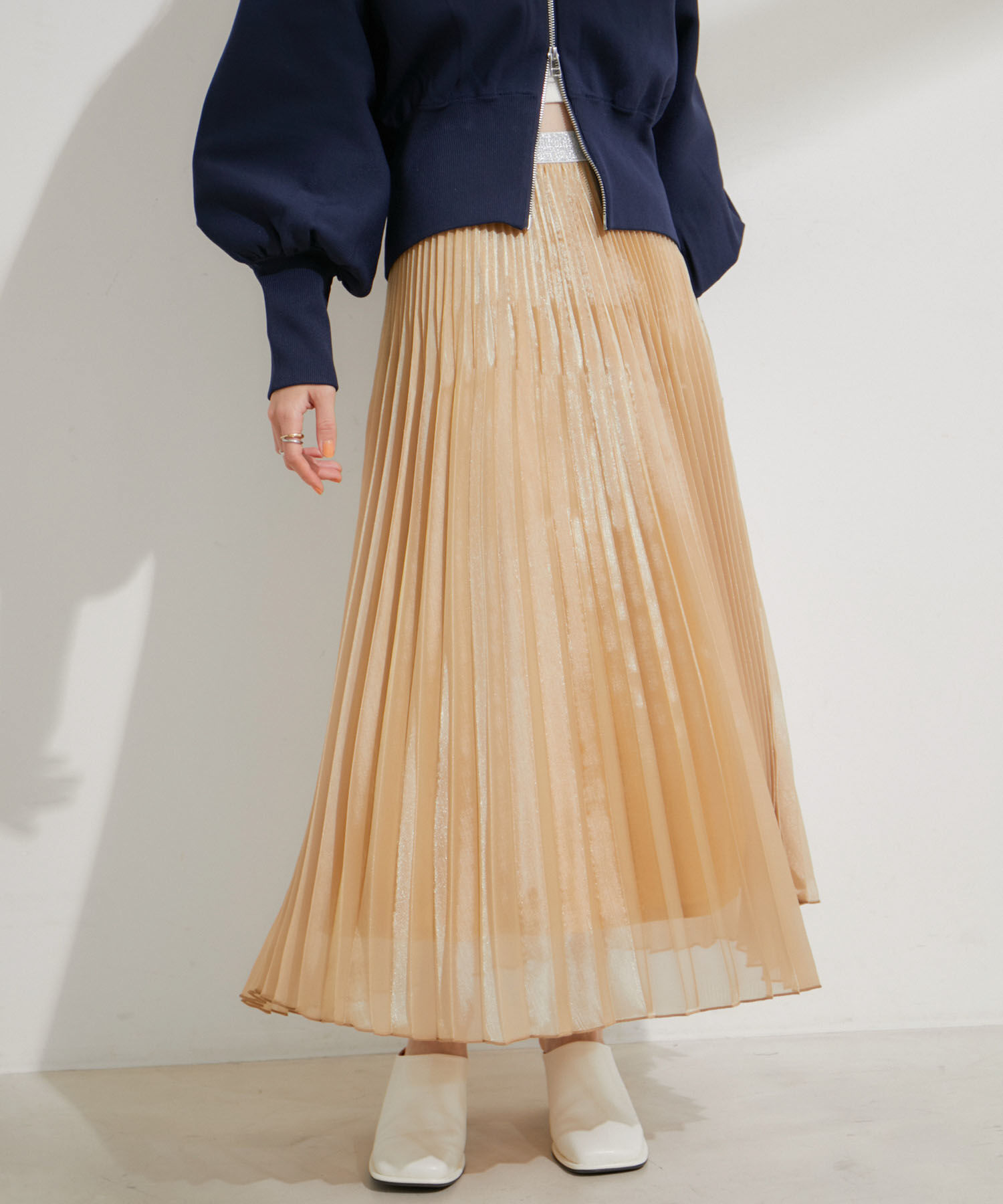 VIS「スパークルプリーツスカート」|スカート|ゴールド(90)