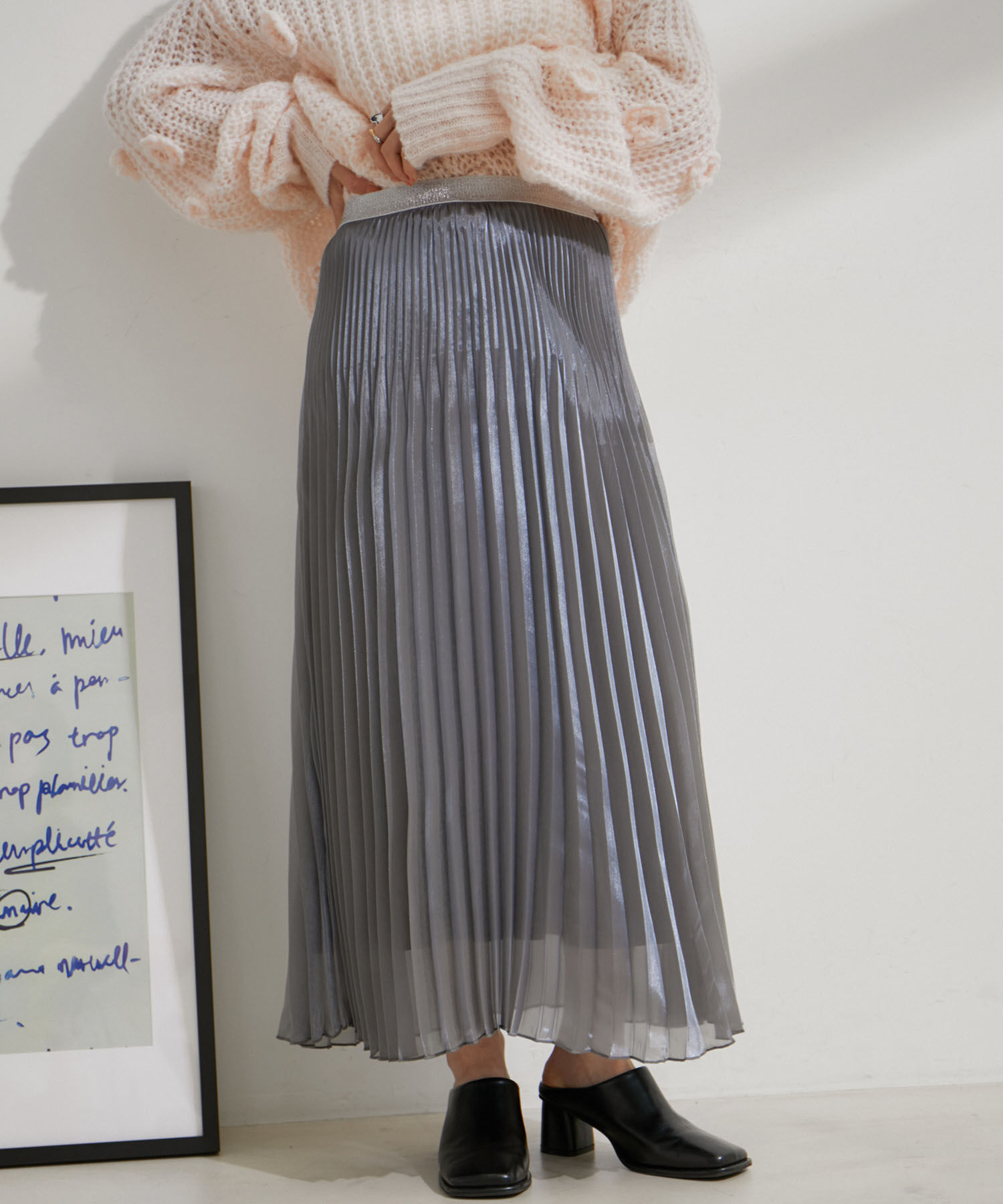 VIS「スパークルプリーツスカート」|スカート|シルバー(93)