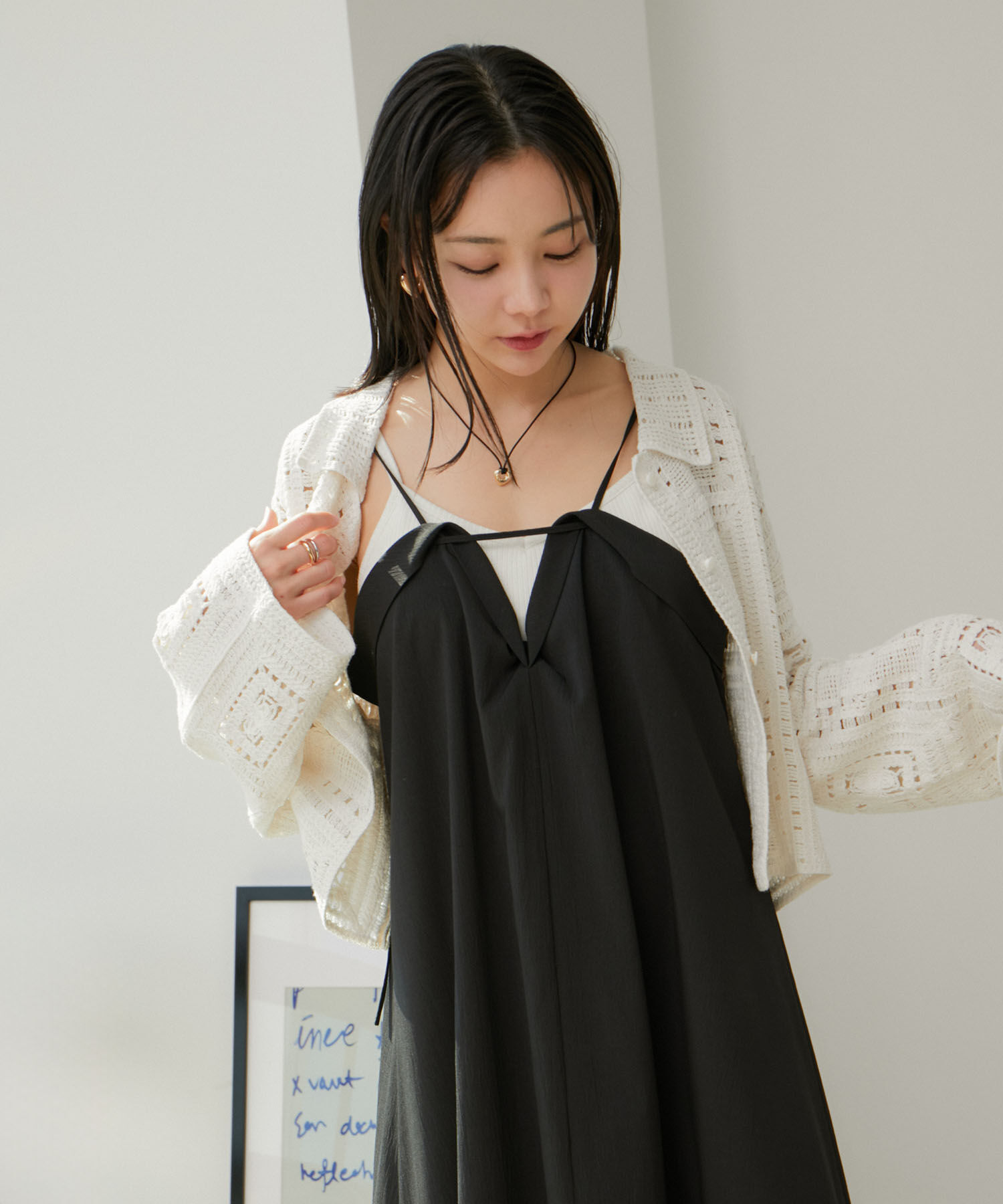 VIS「衿付きクロシェレースカーデガン」|カーディガン|