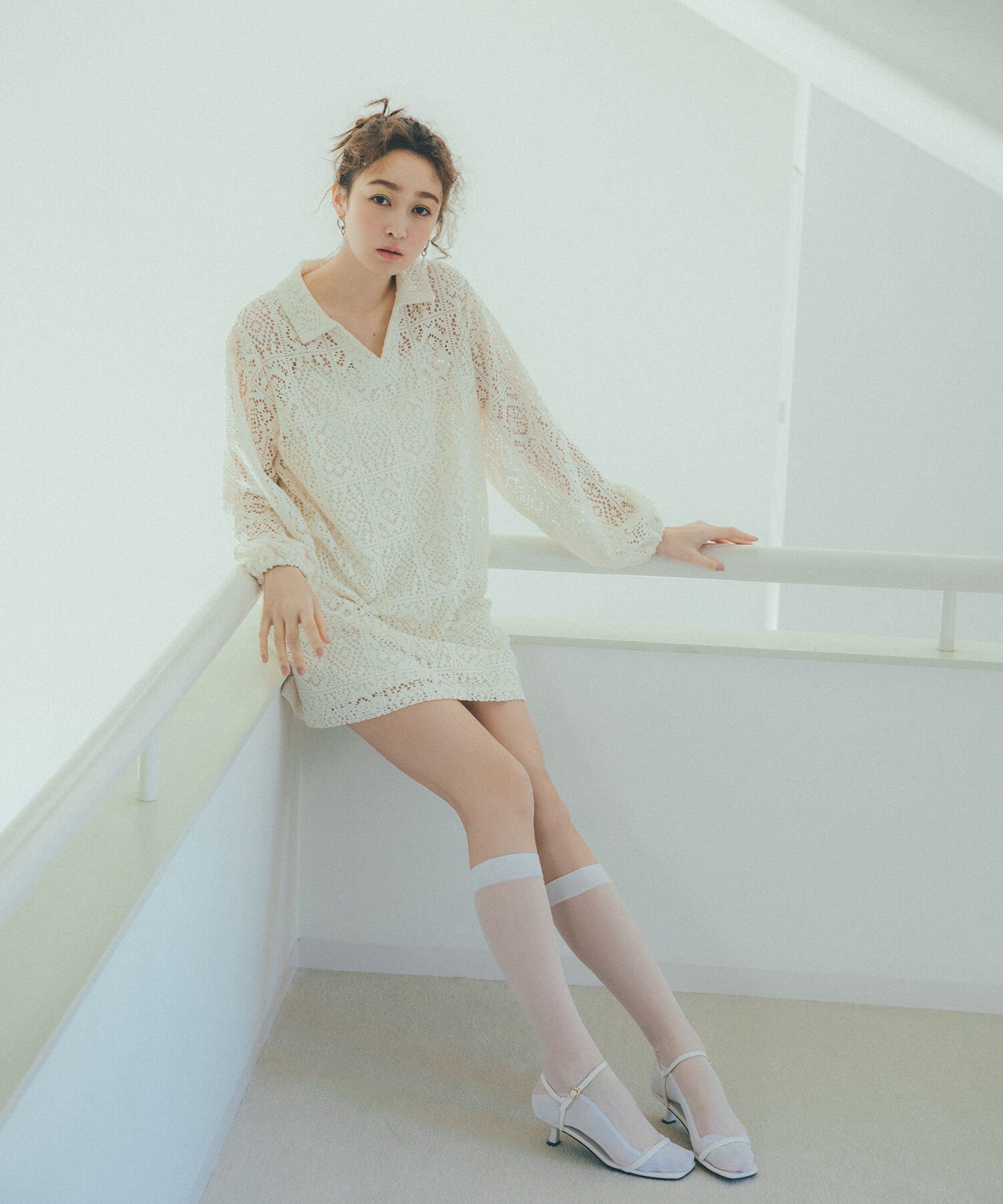 VIS「衿付きVネックレースミニワンピース」|ワンピース|キナリ系(17)