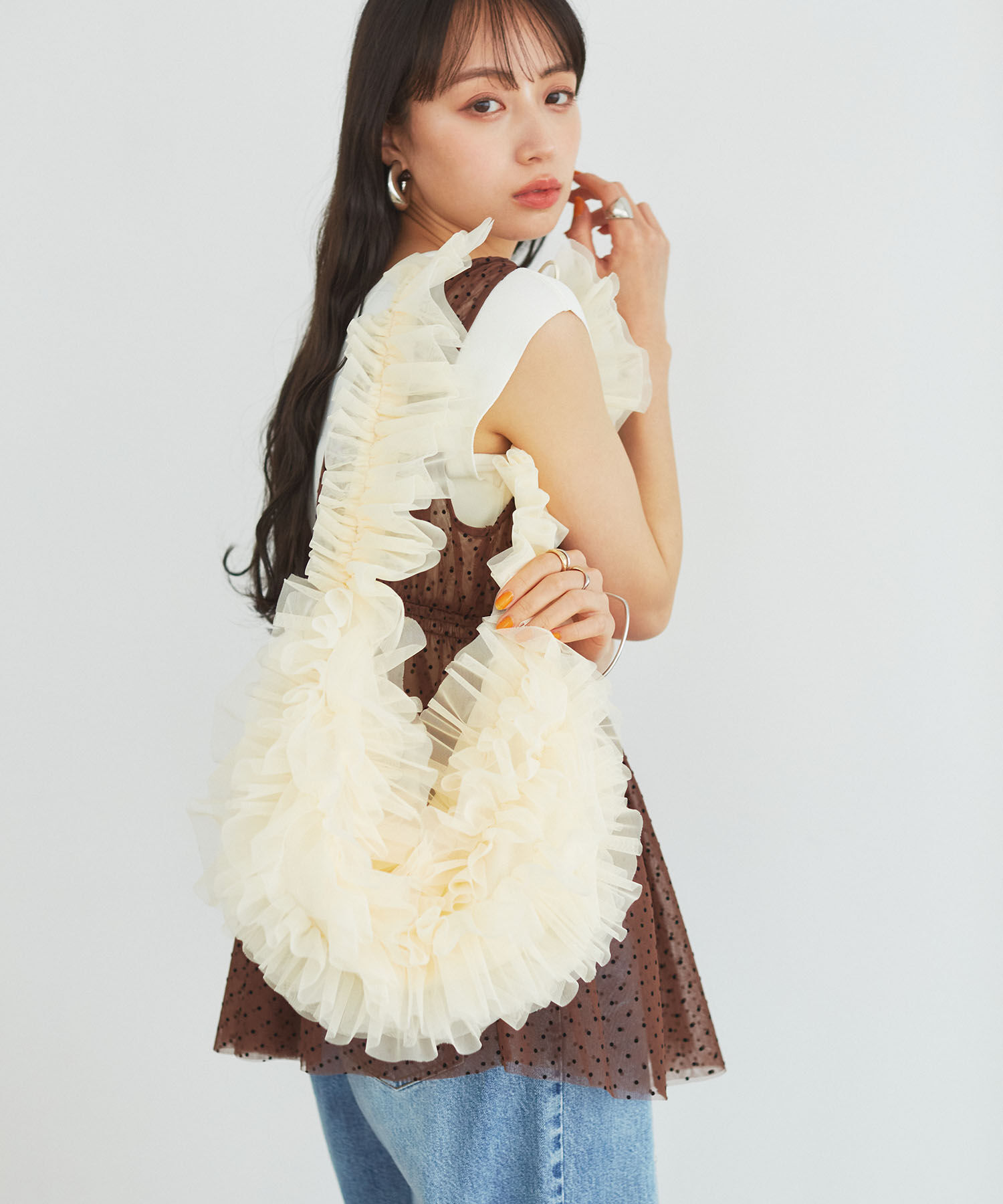 VIS「【ご好評につき追加生産】チュールフリルショルダーバッグ【3WAY】」|ショルダー・メッセンジャー|