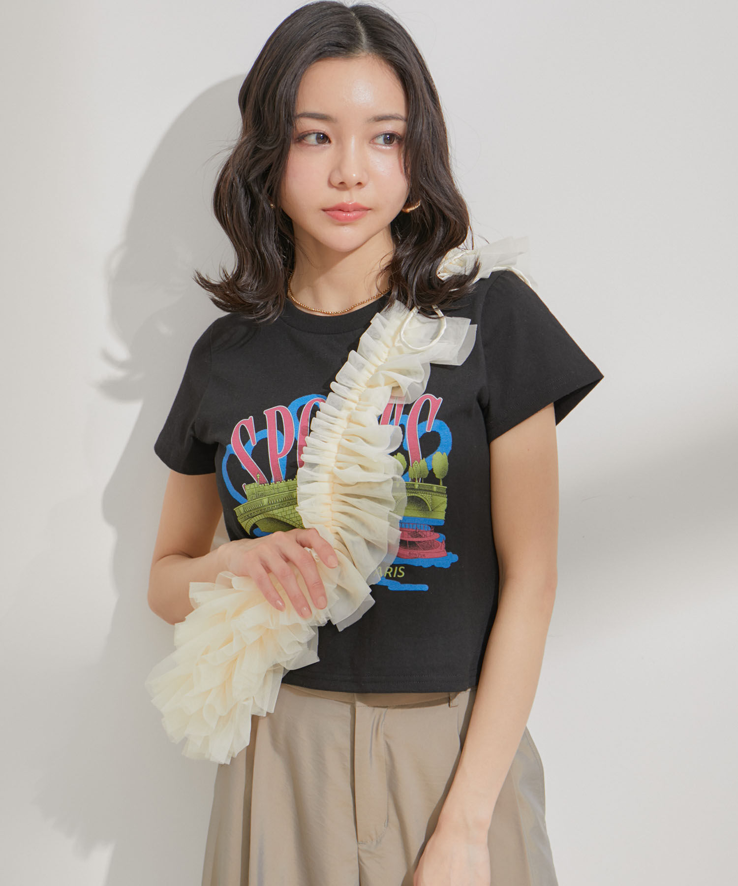 VIS「【ご好評につき追加生産】チュールフリルショルダーバッグ【3WAY】」|ショルダー・メッセンジャー|