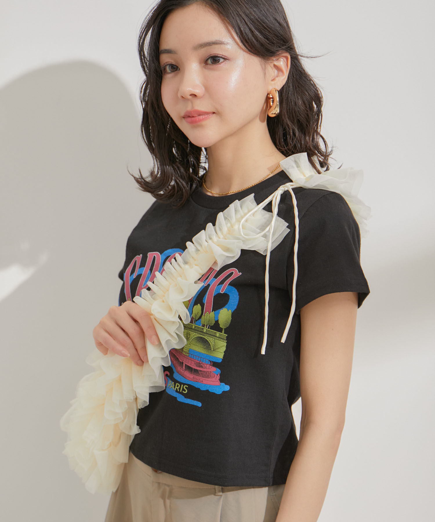 VIS「【ご好評につき追加生産】チュールフリルショルダーバッグ【3WAY】」|ショルダー・メッセンジャー|