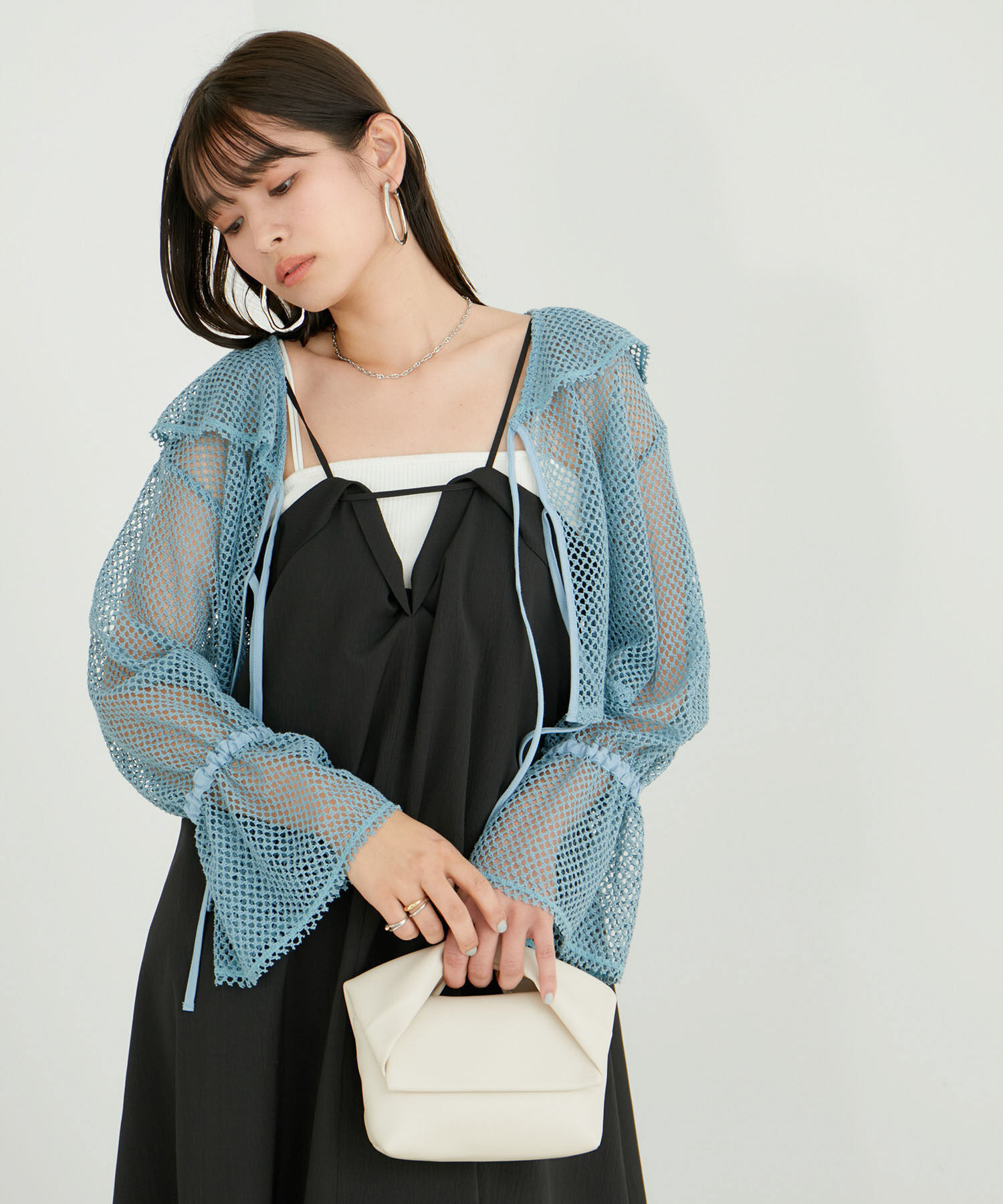 VIS「【前後2WAY】メッシュフリルカーディガン」|シャツ・ブラウス|