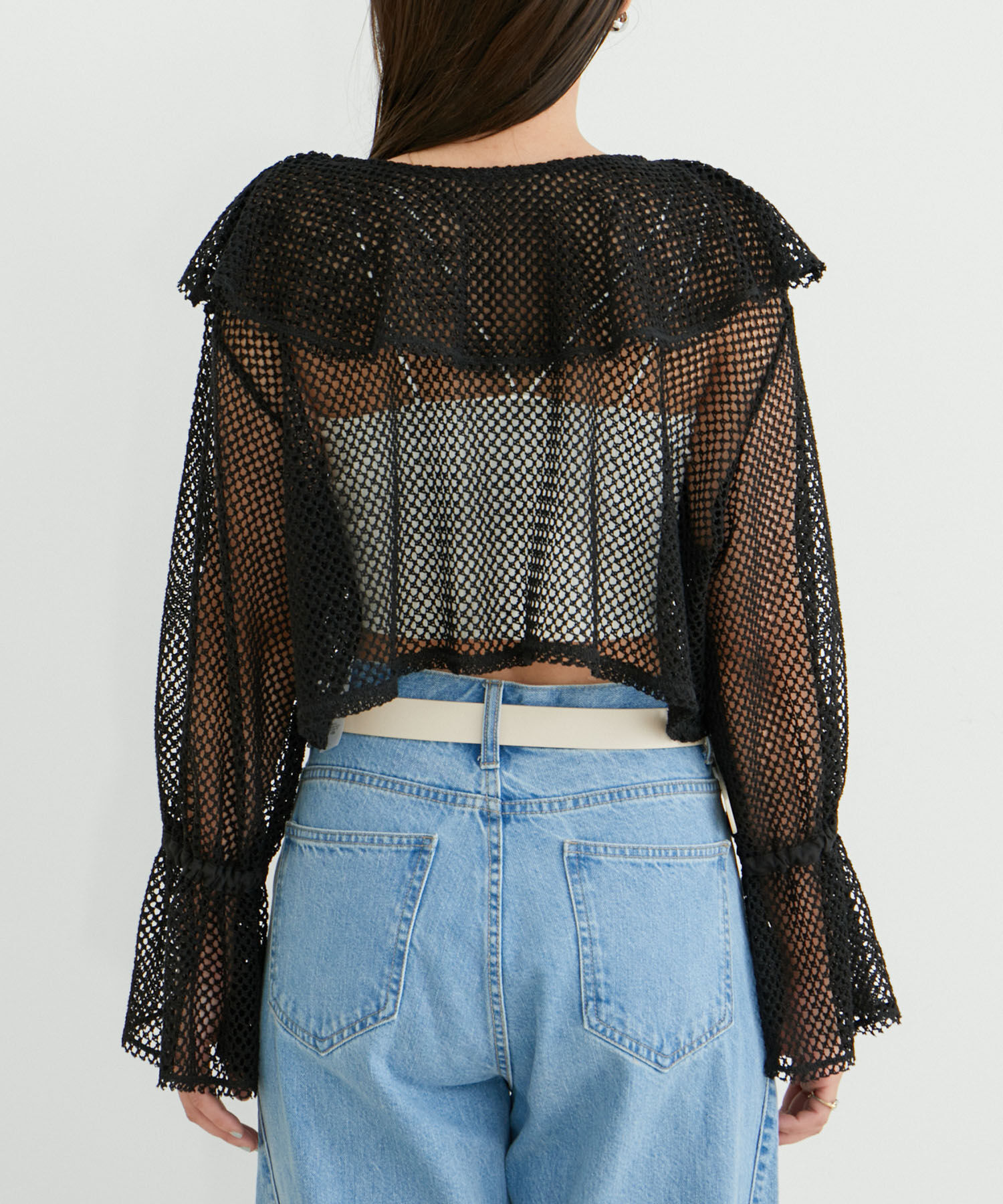 VIS「【前後2WAY】メッシュフリルカーディガン」|シャツ・ブラウス|