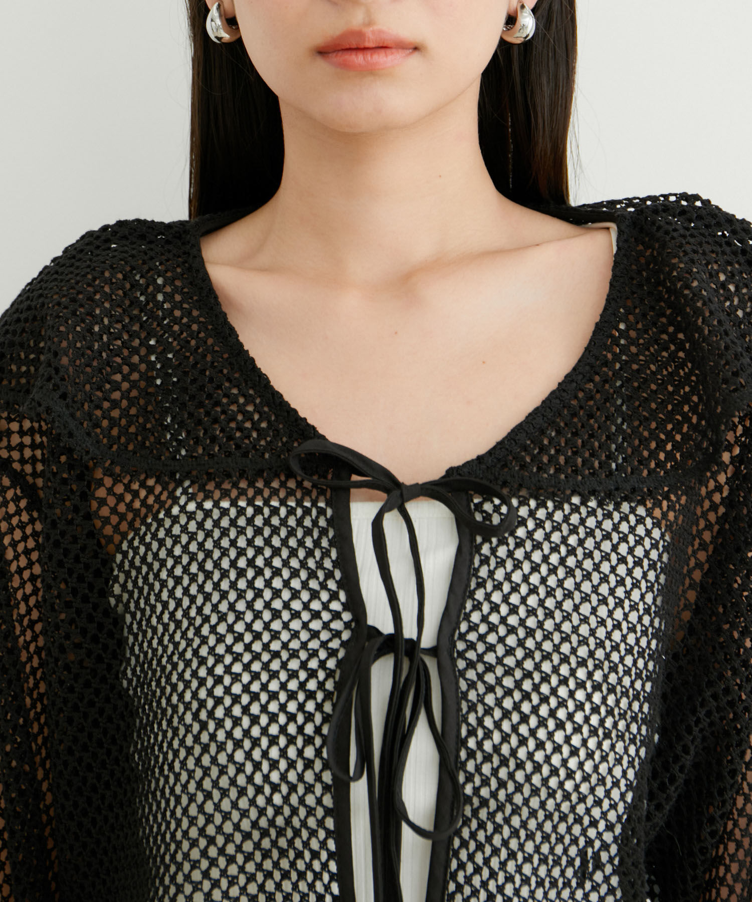 VIS「【前後2WAY】メッシュフリルカーディガン」|シャツ・ブラウス|