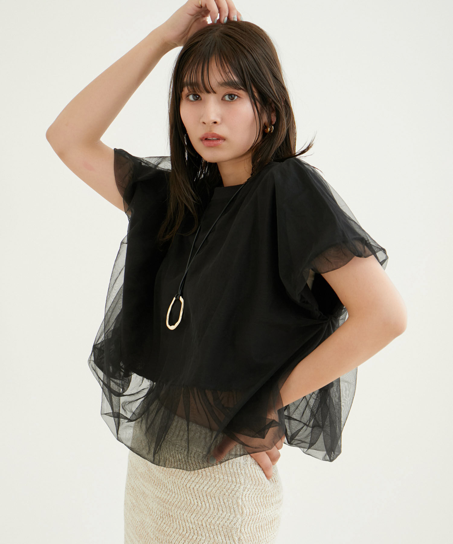 VIS「【2WAY】チュールリバーシブルプルオーバー」|Tシャツ・カットソー|