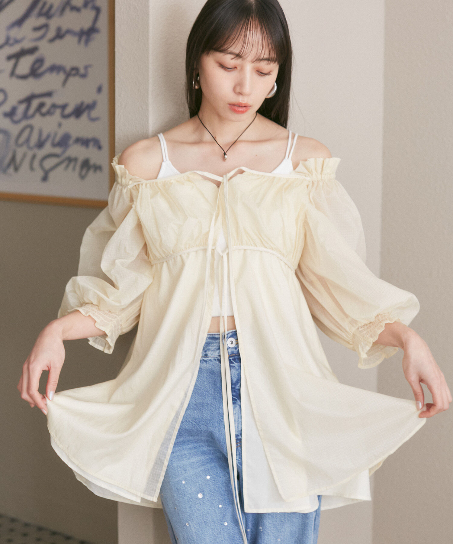 VIS「パフスリーブナイロンチュニックブラウス」|シャツ・ブラウス|