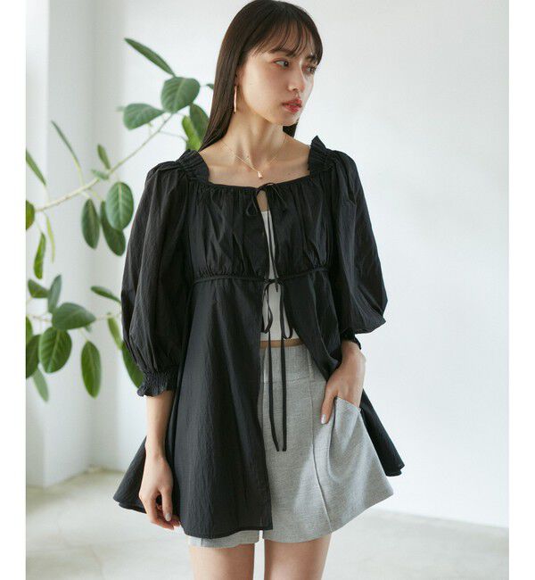 VIS「パフスリーブナイロンチュニックブラウス」|シャツ・ブラウス|