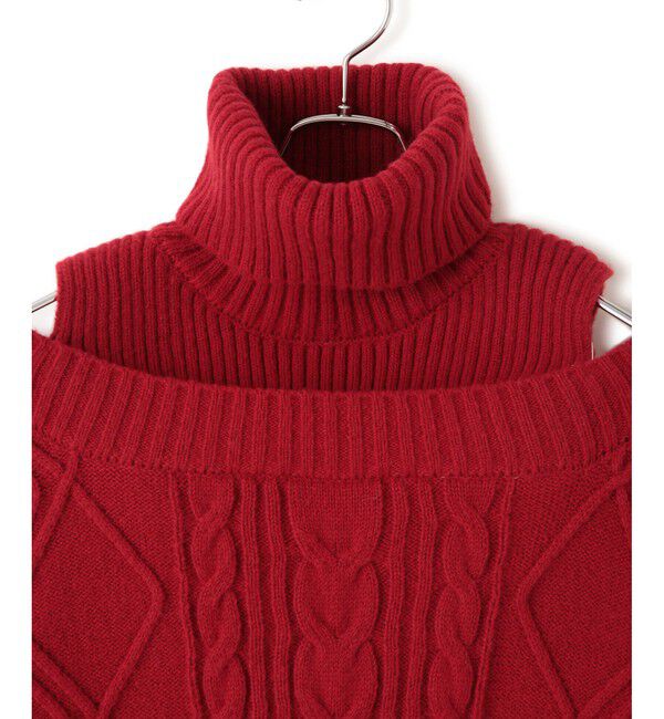 VIS「【洗える】オフショルケーブル編みミニワンピース」|ワンピース|