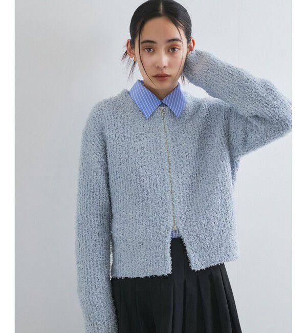 VIS「リボンヤーンジップリブネックカーディガン」|カーディガン|