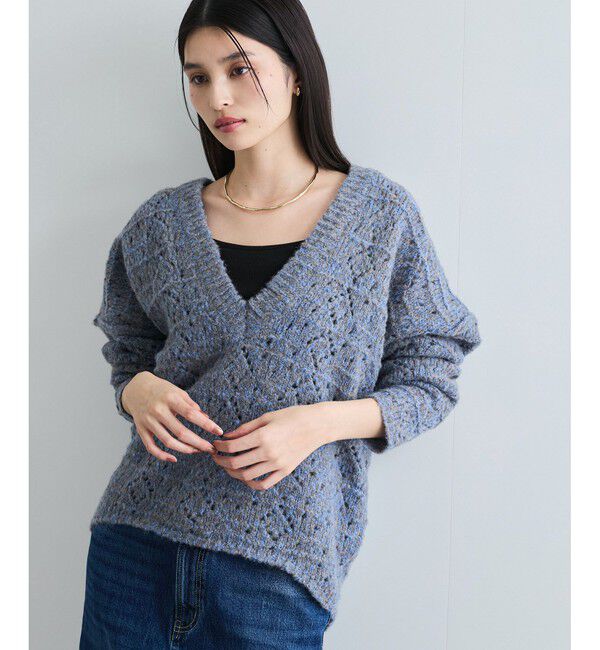 VIS「ミックスカラー深Vネックニット」|ニット・セーター|ブルーサブ