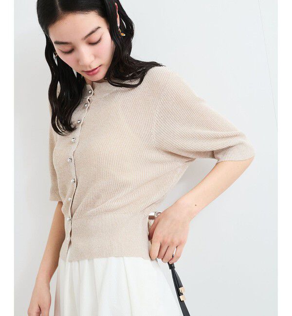 VIS「【WEB限定】多釦ハーフスリーブサマーニットカーディガン」|カーディガン|